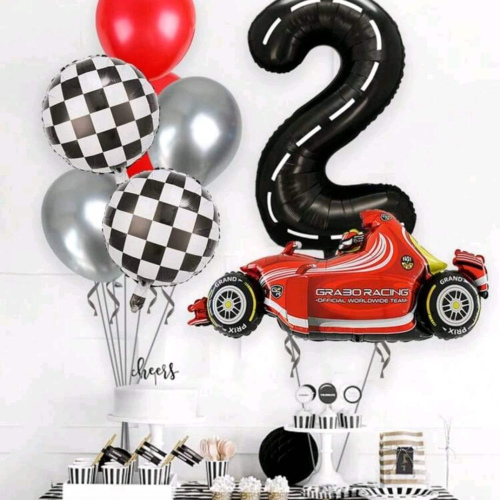 8Pcs Large 0-9 Years Car Balloon Set