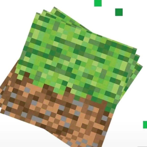 20Pcs Green & Brown Pixel Party Paper Napkins